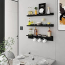 MBYD Black Picture Ledge Shelf with Hooks, 24 Inch Floating Book Shelves Kids Room, Wall Mounted Nursery Bookshelves, Hanging Bookshelf for Bedroom, Living Room, Kitchen, Bathroom Set of 3 by CozyNest Decor