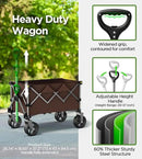 Beach Wagon,CollapsibleWagon 220lbs with Big Wheels Foldable Wagon Carts,Portable Utility for Garden Grocery Sports Camping All Terrain-Khaki by GreenHaven Gardens
