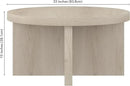 Henn&Hart 33" Round Wood Pedestal Low-Profile Coffee Table for Living Room, Family Room, Office or Apartment, Alder White by CozyNest Decor