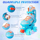 Rainbow Toddler Roller Skates - Size 4 Adjustable | Light Up Quad Skates for Girls & Boys Beginners Aged 3-12 by TinyTreasures Baby Boutique