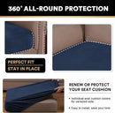 PrinceDeco Couch Cushion Covers, Stretch Washable Sofa Cushion Cover, Fitted Sofa Slipcover Velvet Fabric Non-Slip Furniture Protector for Dog,Pets, Kid (Each Width Up to 29.5", Navy) by CozyNest Decor
