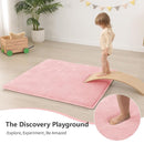 Baby Play Mat for Floor,1.3" Thick Elasti-Foam 50"×50" Playpen Mat for Tummy Time,Water Repellent Soft Coral Velvet for Toddler,Infant,Kids,Non-Slip Backing Safe for Crawling(Pink) by TinyTreasures Baby Boutique
