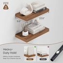 Heimlove 12" Deep Walnut Floating Shelves for Wall, 24 Inch Wall Shelf Bathroom Shelves Set of 2, Wall Mounted Shelves for Books Living Room Laundry Room Bedroom Kitchen Home Office by CozyNest Decor