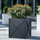 BAYN Metal Square Planter Box Tall Planters for Outdoor Plants Modern Heavy Duty with Drainage Holes for Outside Indoor Patio Deck - Grey, 17”x 17”x 18” by CozyNest Decor