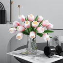 Light Pink Artificial Tulips, 2 Bundles 14Pcs, Fake Tulips Artificial Flowers, 2 x 2.4 Inch Large Flower Head Big Tulip, Easter Valentine's Day Mother's Day Home Decoration Flowers by CozyNest Decor