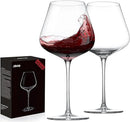 JBHO Hand Blown Italian Style Crystal Burgundy Wine Glasses - Lead-Free Premium Crystal Clear Glass - Set of 2-21 Ounce - Gift-Box for any Occasion by CozyNest Decor