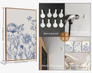 Tinonedraw Large Classic Chinoiserie Flower Framed Canvas Wall Art Set, Navy Blue and White Floral Wall Decor, Minimalist Neutral Botanical Art Printing for Living Room Bedroom Office Dorm 16"x24"x3 by CozyNest Decor