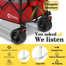 Sekey 48''L Collapsible Foldable Extended Wagon with 440lbs Weight Capacity, Heavy Duty 300L Folding Utility Garden Cart with Big All-Terrain Beach Wheels & Drink Holders. Red&Grey by GreenHaven Gardens