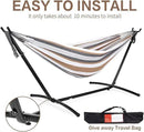 PNAEUT Double Hammocks with Stand for Outside, Portable Space Saving Heavy-Duty Steel Stand for Indoor Outdoor Patio with Carrying Bag, 450 lbs Capacity (Coffee) by GreenHaven Gardens
