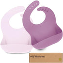 KeaBabies 2-Pack Silicone Baby Bibs for Eating - Sturdy Food-Grade Silicone Bibs for Babies Girl, Boy, Large Food Catcher, Clean & Put On Easily, Waterproof Toddler Feeding Essentials (Amethyst) by TinyTreasures Baby Boutique