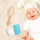 Baby Hair Brush and Comb Set, Wooden Natural Goat Bristles Hairbrush+Comb+ White Cradle Cap Brush Grooming Kit for Newborns Toddlers Boys Girls (Pack of 3) by TinyTreasures Baby Boutique