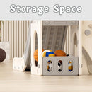 XJD 5 in 1 Toddler Slide, Kids Slide for Toddlers Age 1-3, Outdoor Indoor Playset for Toddlers with Basketball Hoop and Ball, Storage Space and Non-Slip Steps Telescope (Gley) by TinyTreasures Baby Boutique