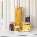 Glass Pasta Storage Jars Square 73oz, 3 Pack Glass Jars With Bamboo Lids, Tall Kitchen Storage Containers For Pasta, Storage For Pantry Organizers by CozyNest Decor