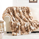 Cozy Faux Fur Throw Blanket for Bed Warm Fuzzy Throw Blanket, Soft Plush Thick Bubble Blankets for Bedroom and Living Room, Furry Luxury Blanket, 60 x 80, Tie-Dye Brown by CozyNest Decor