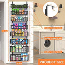 Over The Door Pantry Organizer, 8-Tier Pantry Door Organizer Shelves | 3 Sizes | Adjustable Basket | Metal Hanging Spice Rack for Kitchen, Pantry, Cabinet, Back of Door Seasoning Rack, Black by CozyNest Decor