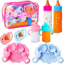 12 Pcs Baby Doll Accessories Magic Bottle set,Pretend Play Feeding Toy Set with Package,Doll Feeding Set for Kids Girls,Magic Disappearing Juice Milk Bottles,Sippy Cups,Pacifiers,Bowl Spoons by TinyTreasures Baby Boutique
