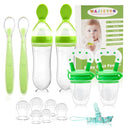 WAJIAYON Baby Fruit Feeder Pacifier - 6 Pack | 2 Infant Food Feeder Pacifier & 2 Baby Food Dispensing Spoon | Fresh Fruit Teethers for Babies | Silicone Feeder Babies,Infant Teething Feeders (Green) by TinyTreasures Baby Boutique