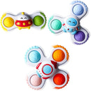 ALASOU 3PCS Pop Suction Cup Spinner Toys for 1 Year Old Boy Girl|Novelty Spinning Tops Toddler Toys Age 1-2|Sensory Baby Bath Toy for Toddlers 1-3|12 18 Months Boy Birthday Gift for Infant by TinyTreasures Baby Boutique