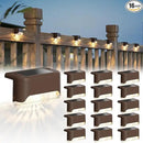 JACKYLED Solar Fence Lights 16 Pack Outdoor Solar Deck Light IP65 Waterproof Solar Step Lights Outdoor Lighting for Garden Deck Fence Railing Stair Patio Yard Pathway, Brown by GreenHaven Gardens