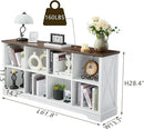 Farmhouse 8 Cube Bookshelf, White Storage Organizer Bookcase, Kids Toy Storage Cabinet, Long Bookshelves Storage Organizer Shelf, Wood Display Cabinet Book Shelves for Bedroom,Living Room,Office by CozyNest Decor