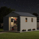 Patiowell 8 x 12 FT Resin Outdoor Storage Shed with Floor, Large Shed with Light and Lockable Door for Garden, Backyard, Tool Storage Use, Easy to Install in Beige (Kick-it Shed) by GreenHaven Gardens