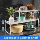 Expandable Kitchen Shelf Organizers, Kitchen Cabinet Organizer Stand Rack Organization for Countertop Cupborad Pantry, White 1 Pack by CozyNest Decor