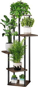AZERPIAN Plant Stand 5 Tier Indoor Metal Flower Shelf for Multiple Plants Corner Tall Flower Holders for Patio Garden Living Room Balcony Bedroom, Black Oak (5 Tier-Black Oak) by GreenHaven Gardens