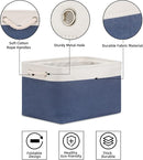 Bidtakay Storage Baskets Collapsible [3-Pack] Decorative Storage Bins with Cotton Rope Handles 15 X 11 X 9.5 Inch Organizing Baskets for Shelves Clothes Closet Navy Blue Baskets for Gifts Empty by TinyTreasures Baby Boutique