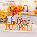 COCHIE Metal Hello Pumpkin Sign, Orange Fall Decorations for Home, Office, Shelf, Mantel, Indoor, Autumn Pumpkin Decoration, Hello Fall Decor (Autumn A) by CozyNest Decor