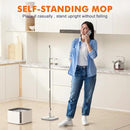 Upgraded Self-Standing Spin Mop and Bucket System, Detachable Inner Mop Bucket That Separates Dirty Water & 90° Foldable Head, Triple-Scrubbing System, for Hardwood Floors - White with 6 Pads by CozyNest Decor