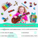 LOOIKOOS Toddler Musical Instruments,Wooden Percussion Instruments Toy for Kids Baby Preschool Educational Musical Toys Set for Boys and Girls with Storage Bag by TinyTreasures Baby Boutique