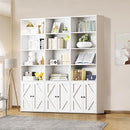 Tall White Bookcase with Doors – Wooden Bookshelf with Storage Cabinet & Shelves for Living Room, Bedroom, or Office by CozyNest Decor