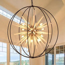 31.5" Black Gold 16-Light Globe Sputnik Chandelier Modern Industrial Adjustable Hanging Ceiling Pendant Light Fixture for Entryway Foyer Stairway Dining Living Room Hallway by CozyNest Decor
