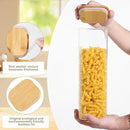 Glass Food Storage Jars with Lids(76oz)Square Set of 3 ,Glass Storage Containers Clear Glass Food Canister with Bamboo Lid Airtight For Serving Tea, Coffee Beans, Flour,Cookie, Cereal,Spice and More by CozyNest Decor