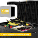 Vixzen 230 Gallon Resin Deck Box, Lockable Outdoor Storage Box for Patio Cushions Storage Furniture,Garden Tools, Pool Supplies, Weatherproof and UV Resistant- Black by CozyNest Decor