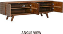 NTC Sapa Mid-Century Modern Solid Wood TV Stand 4-Door Media Console with Carved Geometric Fronts for TVs up to 75", Effortless Assembly, Dark Walnut by CozyNest Decor