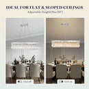Modern Rectangular Crystal Chandeliers,8 Lights Rectangular Pendant Light Fixture,Adjustable Height K9 Crystal Chandelier for Dining Room L40''xW10''xH10'' by CozyNest Decor