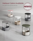 VASAGLE Side Table with Charging Station, Round End Table with Fabric Basket, Nightstand with Power Outlets, USB Ports, for Living Room, Bedroom, Modern, Dove Gray and Slate Gray ULET228G01 by CozyNest Decor
