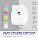 Lumipets Remote Control Silicone Night Light for Kids - Bear Design with 9 Soft Colors & Sleep Timer - Rechargeable, Battery-Operated Lamp for Bedroom | Baby Nursery, Toddler, Girls, Boys by TinyTreasures Baby Boutique