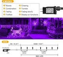 weillsnow 164FT 500 LED Purple Christmas Lights, 8 Modes Waterproof Plug in String Lights for Halloween Christmas Indoor Outdoor Yard Party Wedding Garden Home Decorations (Purple, 164FT) by GreenHaven Gardens