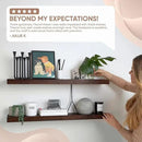 Homeforia Walnut 36 inch Floating Shelf, High End Solid Real Wood 36inch Large Shelves for Bathroom Wall, Dark Brown 36 inches Long Floating Shelves, Heavy Duty Bracket, 36 X 6.5 X 1.75 inch, Set of 2 by CozyNest Decor