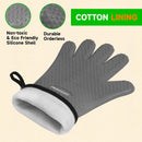 GEEKHOM BBQ Gloves Heat Resistant Oven Mitts - Silicone Grilling Gloves with 13.7" Arm Protection - Waterproof Pot Holder Non-Slip for Men & Women, Kitchen Outdoor Cooking, Baking, Camping, Light Gray by GreenHaven Gardens