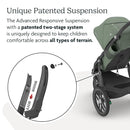 UPPAbaby Ridge Jogging Stroller/Durable Performance Jogger with Never-Flat Tires/Built for Walking, Running, Hiking/Water Bottle Holder & Basket Cover Included/Gwen (Green Mélange/Carbon Frame) by TinyTreasures Baby Boutique