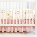 4-Piece Crib Bedding Set for Girls, Includes Comforter, Fitted Crib Sheet, Crib Skirt, and Diaper Stacker, Pink Rainbow by TinyTreasures Baby Boutique