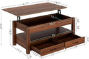 Rolanstar Coffee Table, Lift Top Coffee Table with Drawers and Hidden Compartment, Retro Central Table with Wooden Lift Tabletop, for Living Room,Espresso by CozyNest Decor