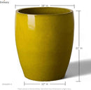Emissary Bullet 18 in. Mustard Yellow Ceramic Round Planter (18 in. L x 18 in. W x 21 in. H) with Drainage Hole by CozyNest Decor