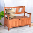 Tangkula Outdoor Wood Storage Bench Deck Box, Entryway Porch Storage Bench with Inner Removable Dust-Proof Lining & Portable Handles, Eucalyptus Wood Loveseat for Garden, Lawn, Balcony & Yard by CozyNest Decor