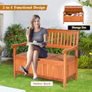 Tangkula Outdoor Wood Storage Bench Deck Box, Entryway Porch Storage Bench with Inner Removable Dust-Proof Lining & Portable Handles, Eucalyptus Wood Loveseat for Garden, Lawn, Balcony & Yard by CozyNest Decor