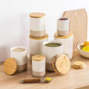vancasso Sabine Ceramic Canister Set with Airtight Wood Lids - 3-Piece Kitchen Storage for Flour, Sugar, Coffee, Tea & Spices - Modern Countertop Decor by CozyNest Decor