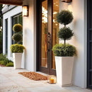 LA JOLIE MUSE 26 inch White Tall Planters for Outdoor Plants,Set of 2 Large Planters for Indoor Plants,V Shaped Tree Planters for Front Door, 26'' White With Tray by CozyNest Decor